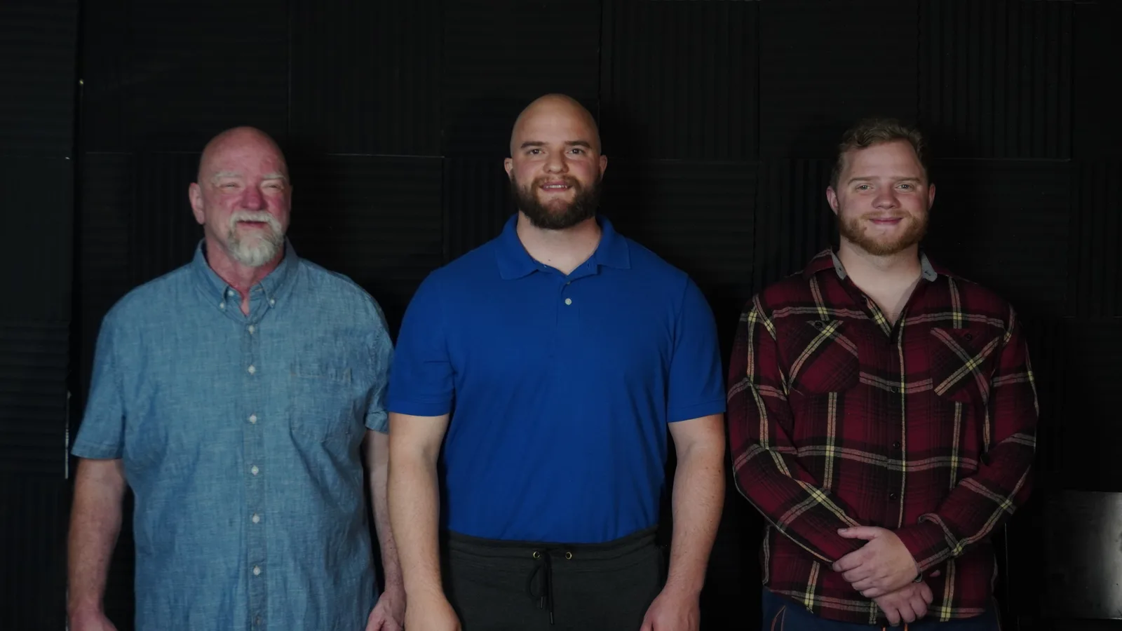 The Lerdahl family — three men standing together in the Brain Aligned studio.